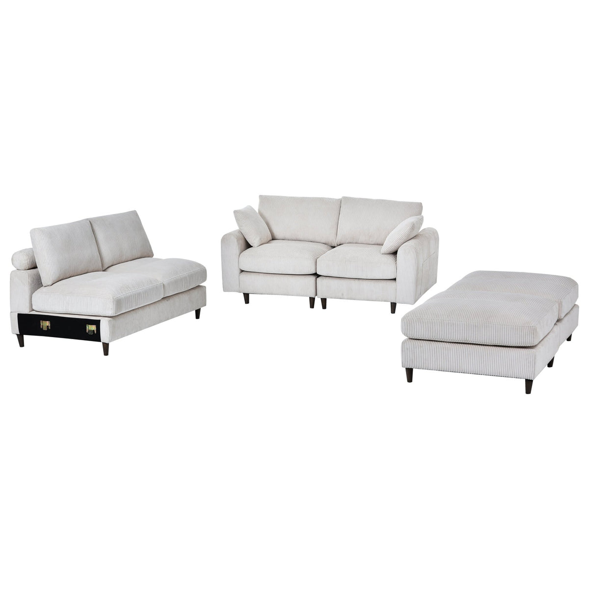 Limited edition corduroy modular sofa by Anthony & Home, featuring plush cushions and versatile seating options.