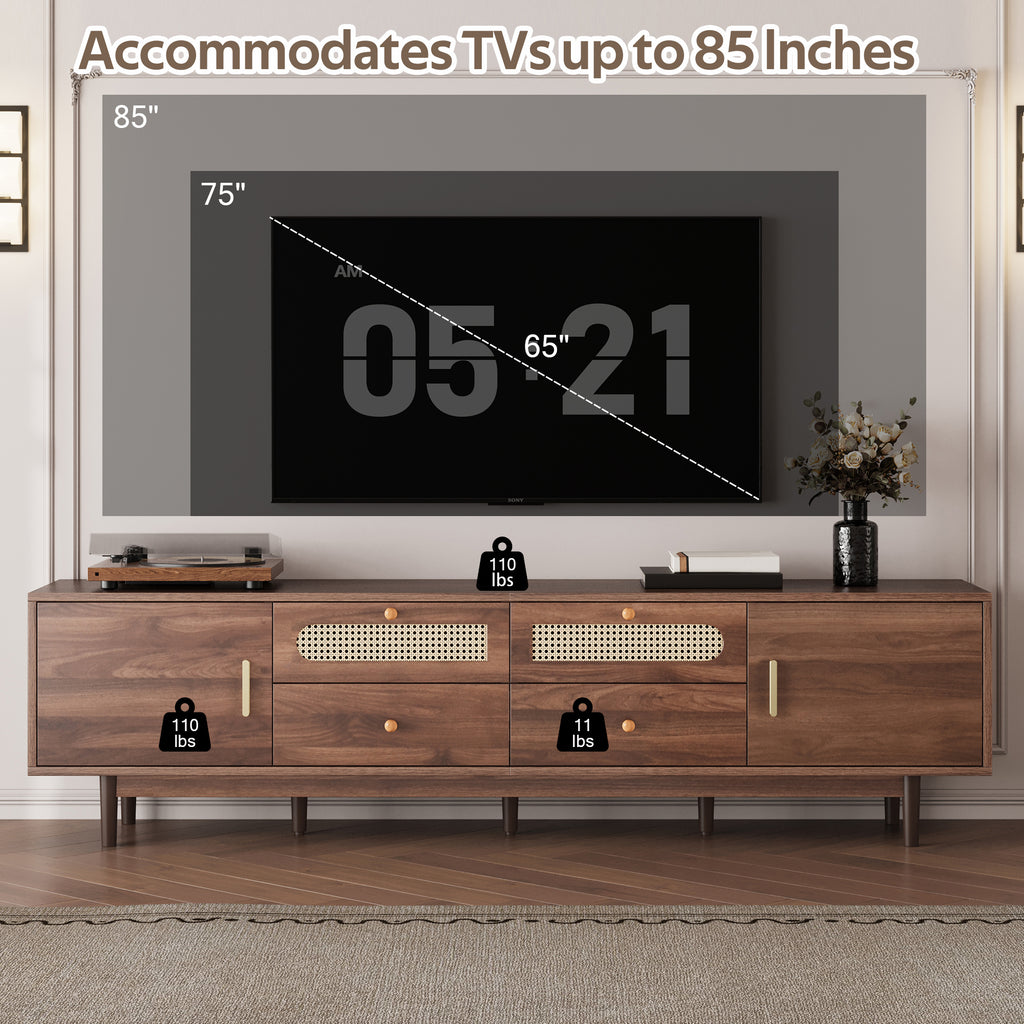 Dark brown pine wood entertainment center with storage compartments by Anthony & Home, showcasing a modern design.