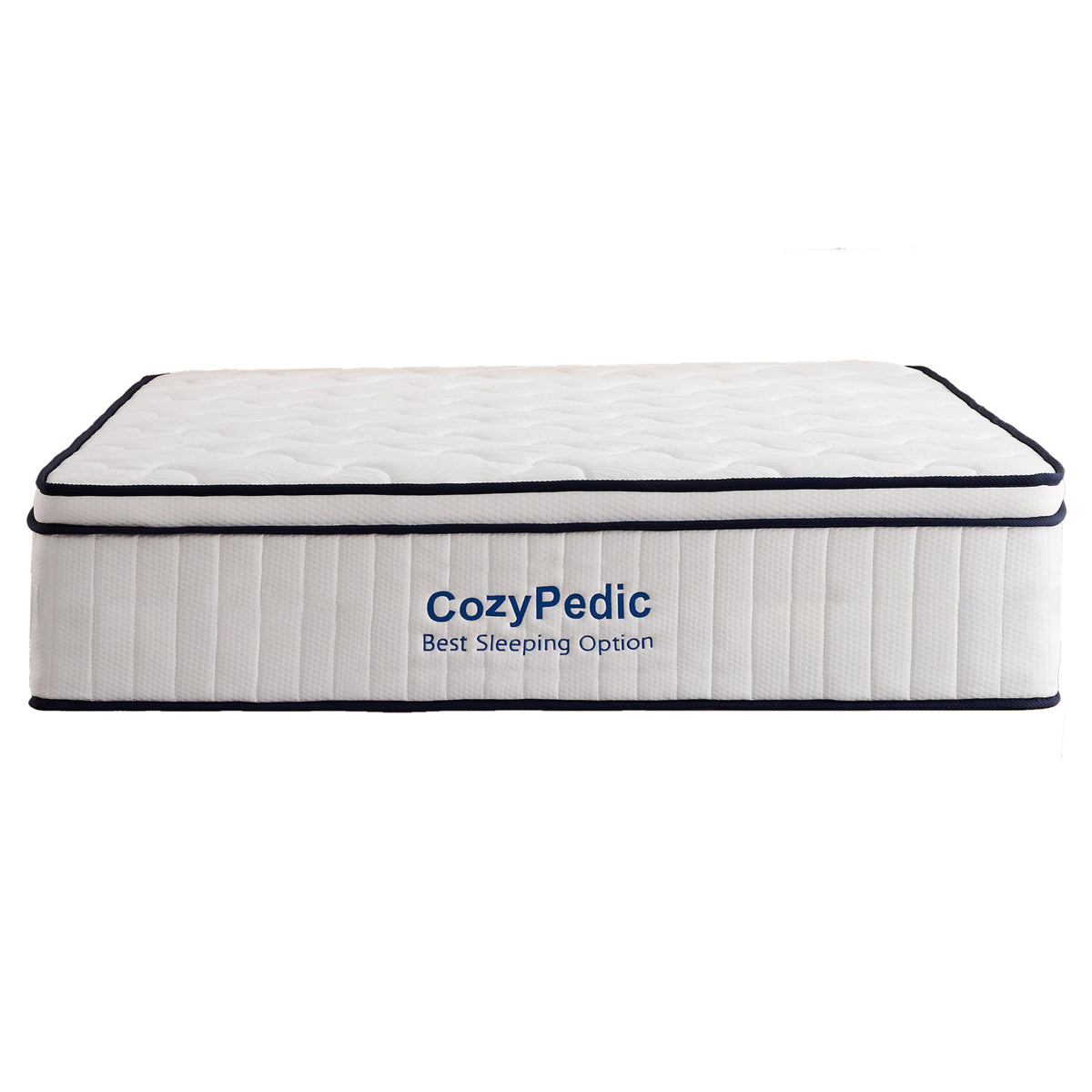 Anthony & Home limited edition King memory foam mattress with pocket spring core, CertiPUR-US certified, showing plush surface and side view.