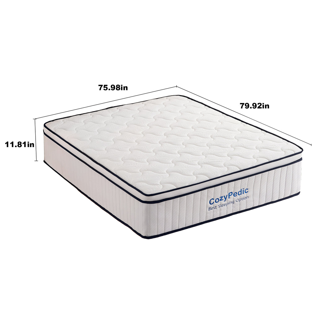 Anthony & Home limited edition King memory foam mattress with pocket spring core, CertiPUR-US certified, shown on a neatly made bed.