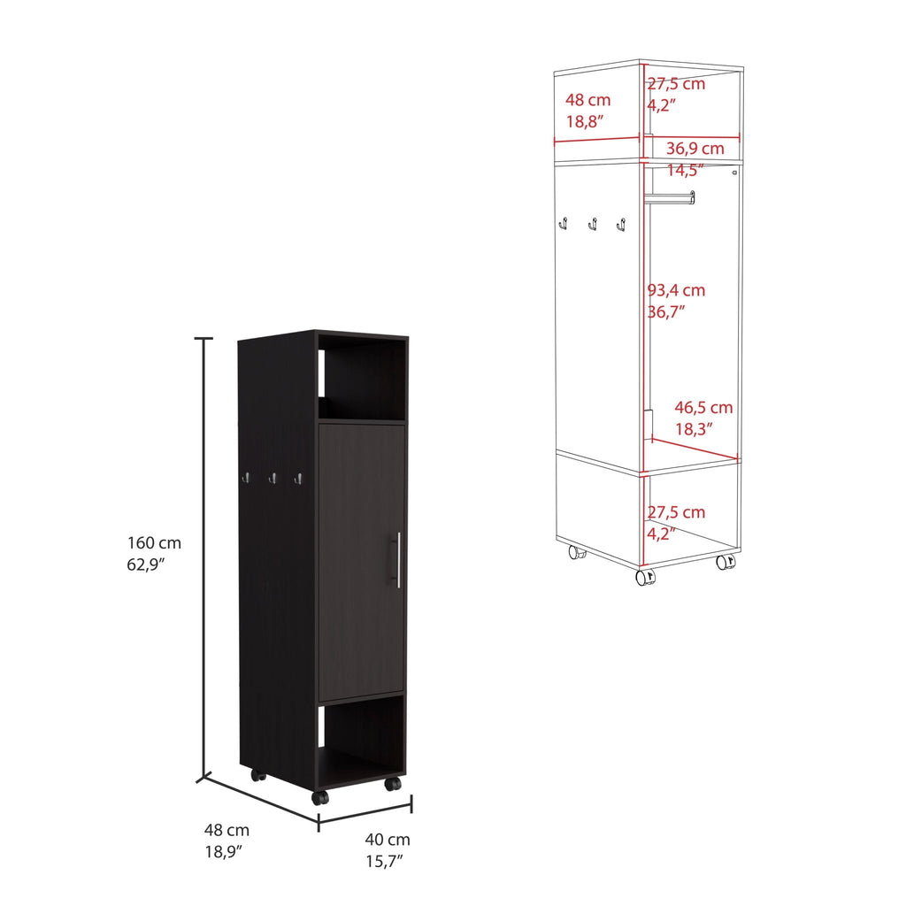 Matte-black armoire with mirror from Anthony & Home, featuring sleek design and functional storage in a limited edition piece.