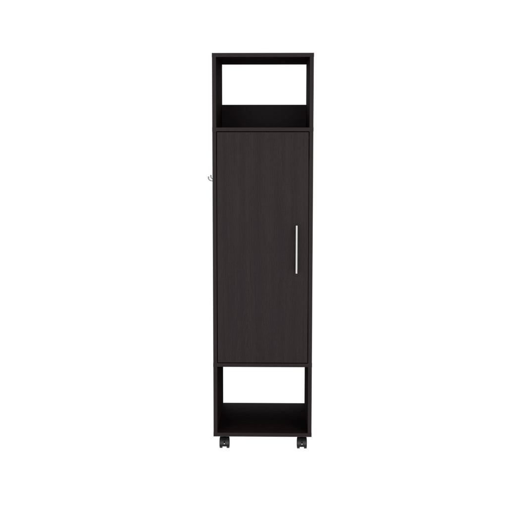 Limited edition matte-black armoire with mirror from Anthony & Home, featuring sleek design and reflective door surface.