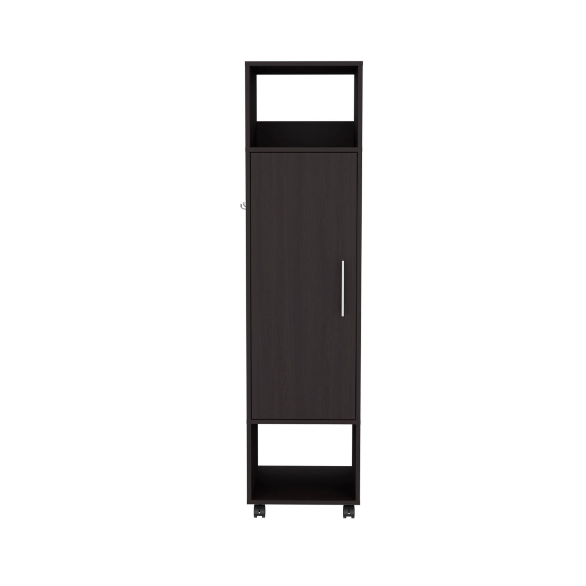 Limited edition matte-black armoire with mirror from Anthony & Home, featuring sleek design and reflective door surface.