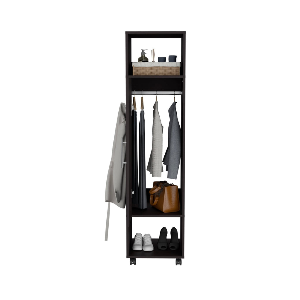 Limited edition matte-black armoire with mirror by Anthony & Home, showcasing sleek design and reflective surface.