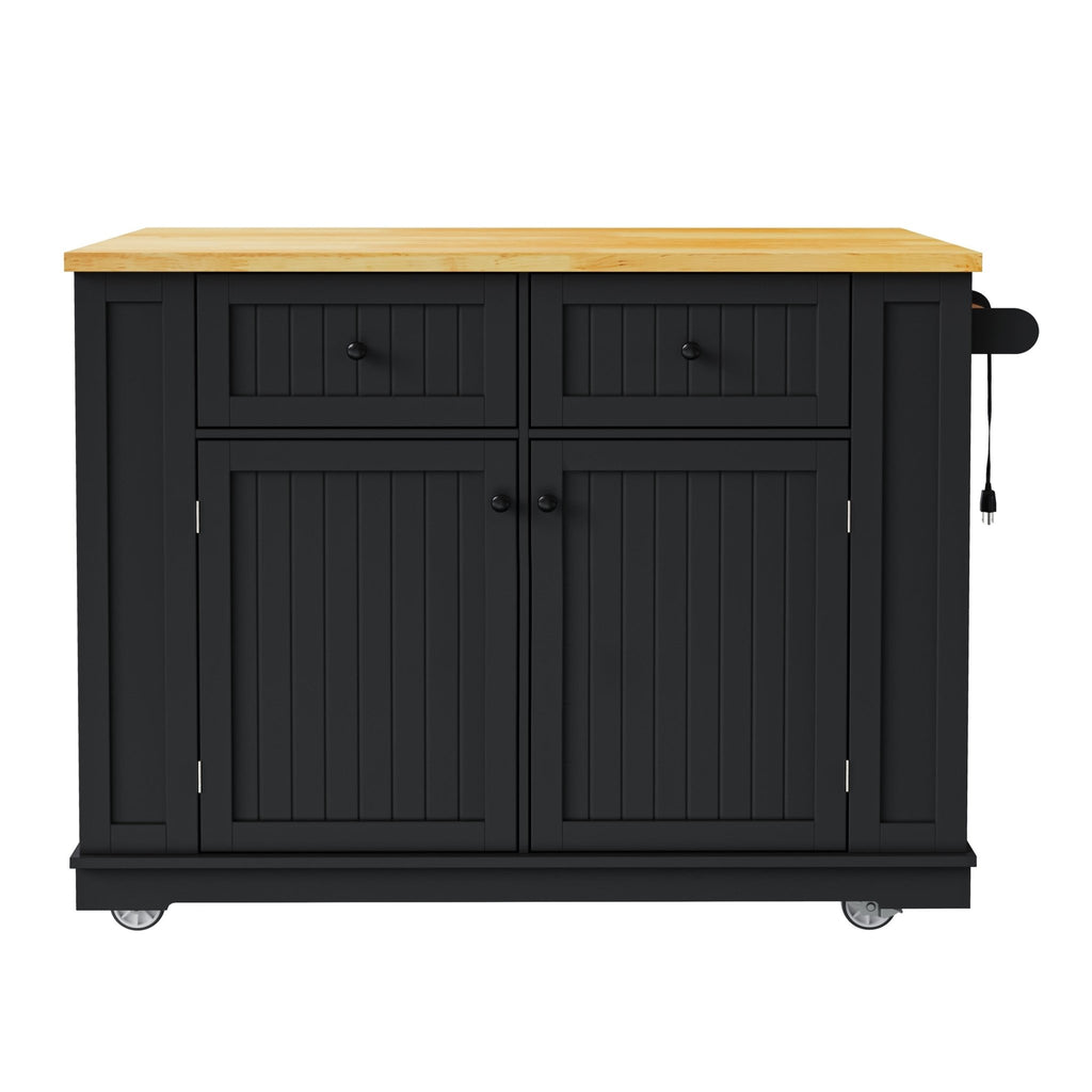Limited edition matte black kitchen island with drop leaf from Anthony & Home, showcasing a modern, stylish kitchen furniture piece.