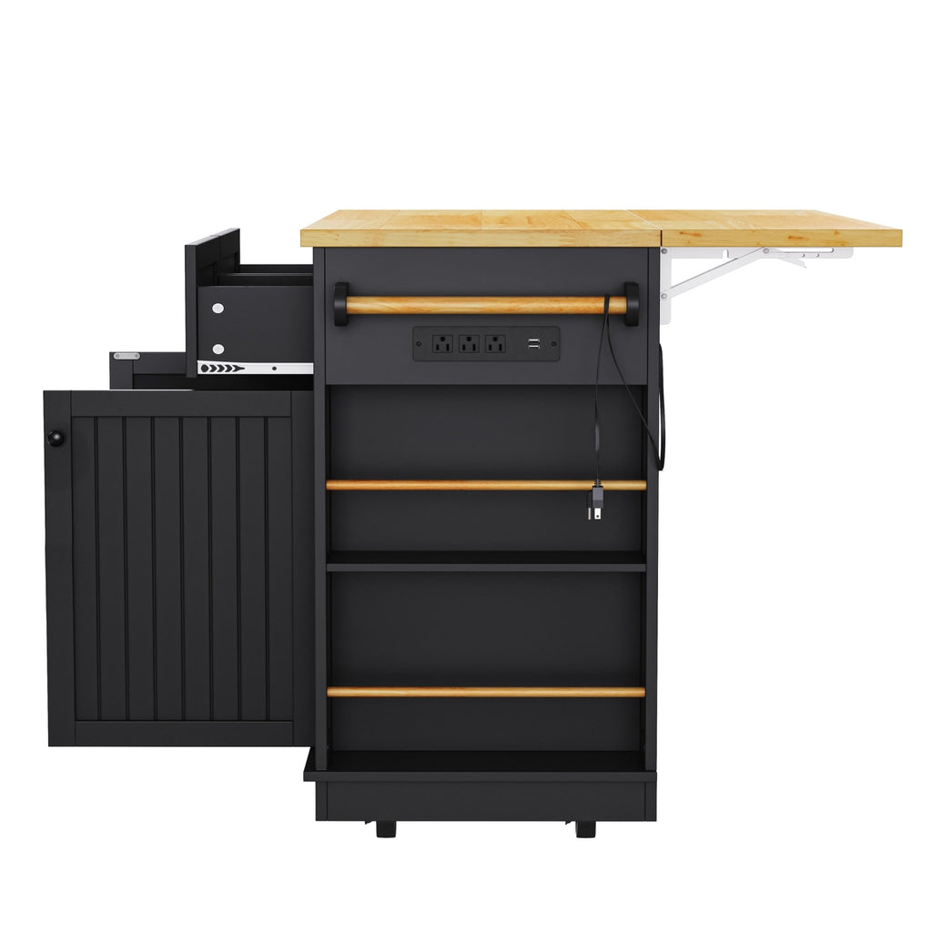 Matte black kitchen island with drop leaf, limited edition Anthony & Home kitchen furniture, showing the sleek surface and drop leaf feature.