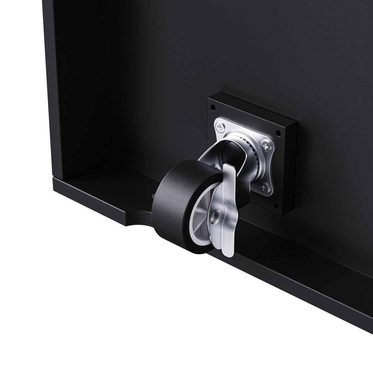 Limited edition matte black kitchen island with drop leaf by Anthony & Home, featuring a modern design and spacious surface.