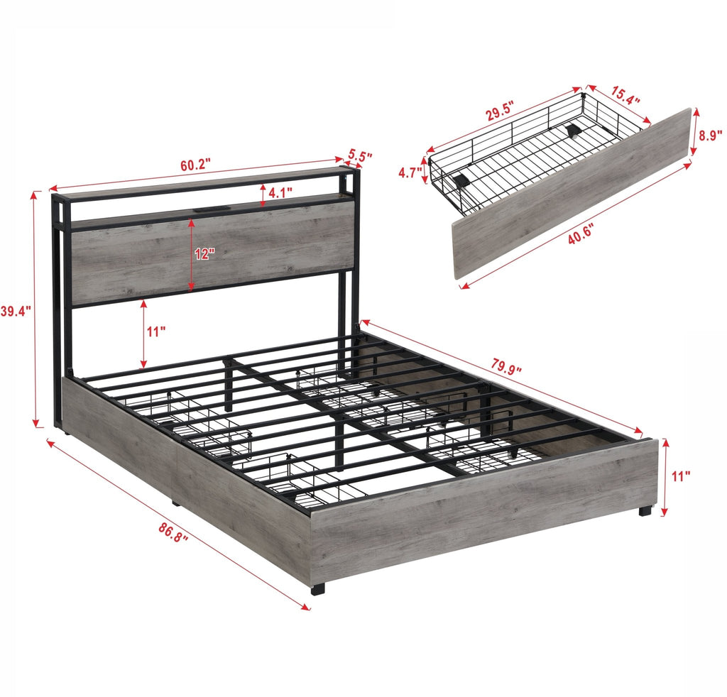 Anthony & Home limited edition queen bed frame with storage headboard, showcasing the stylish bed and built-in storage compartments.