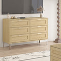 Limited edition six-drawer dresser in light oak engineered wood with polished silver legs by Anthony & Home.