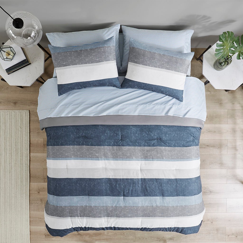 Soft touch polyester stripe twin comforter set by Madison Park Essentials, featuring a stylish design in the Anthony & Home collection.