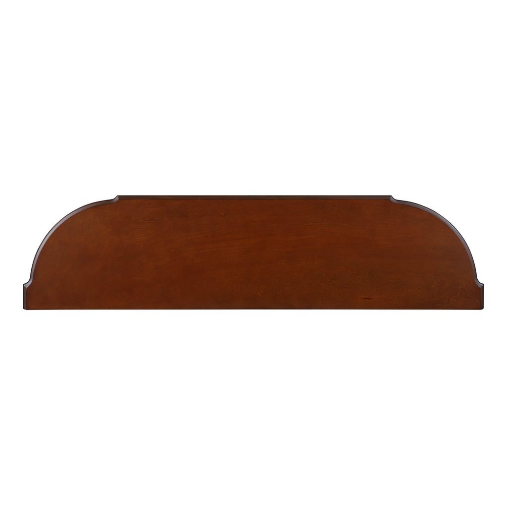 Anthony & Home navy blue solid pine retro curved console table with warm brown-toned top, featuring a stylish vintage design.