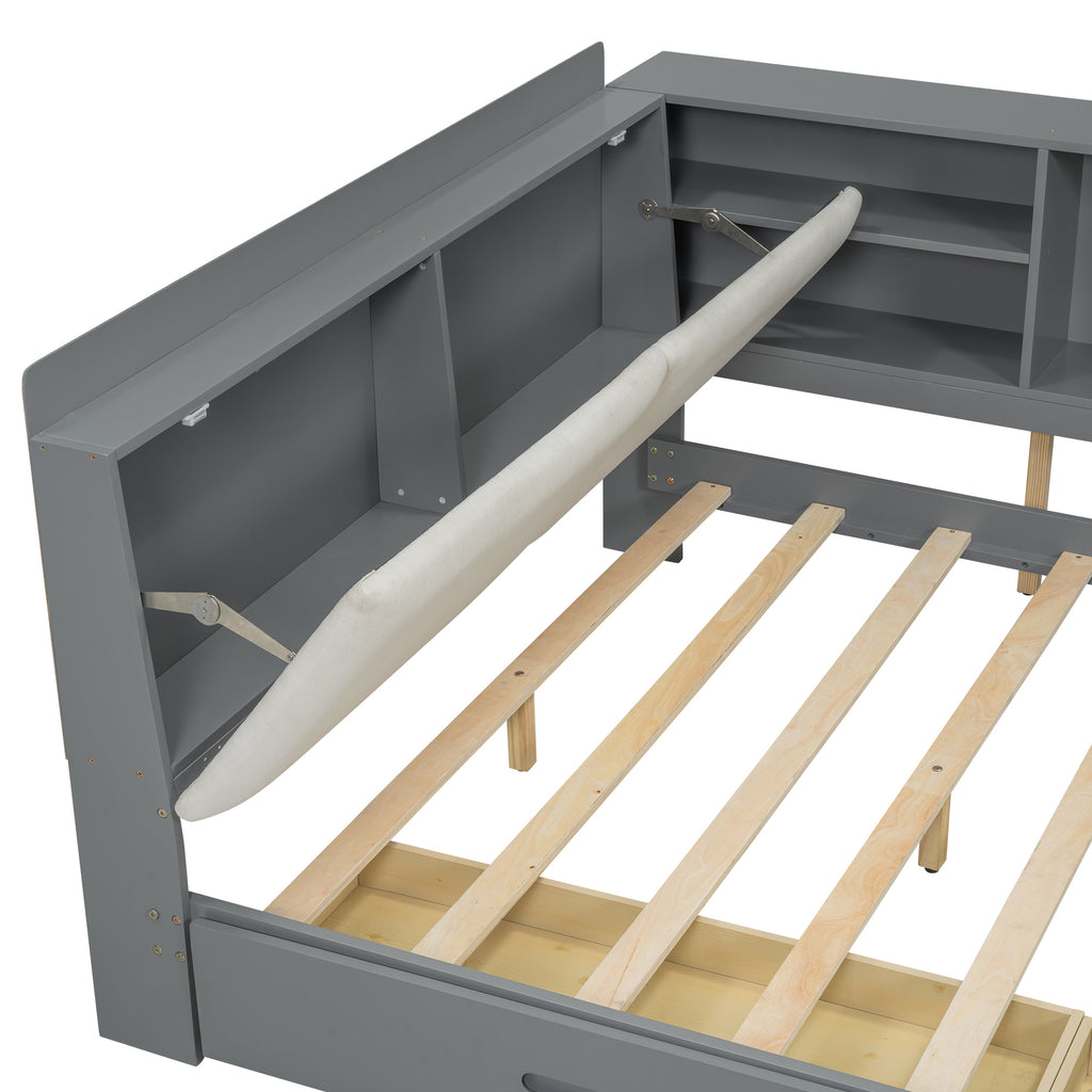Solid wood platform bed with built-in storage from Anthony & Home, showcasing a sleek, durable design with a modern finish.