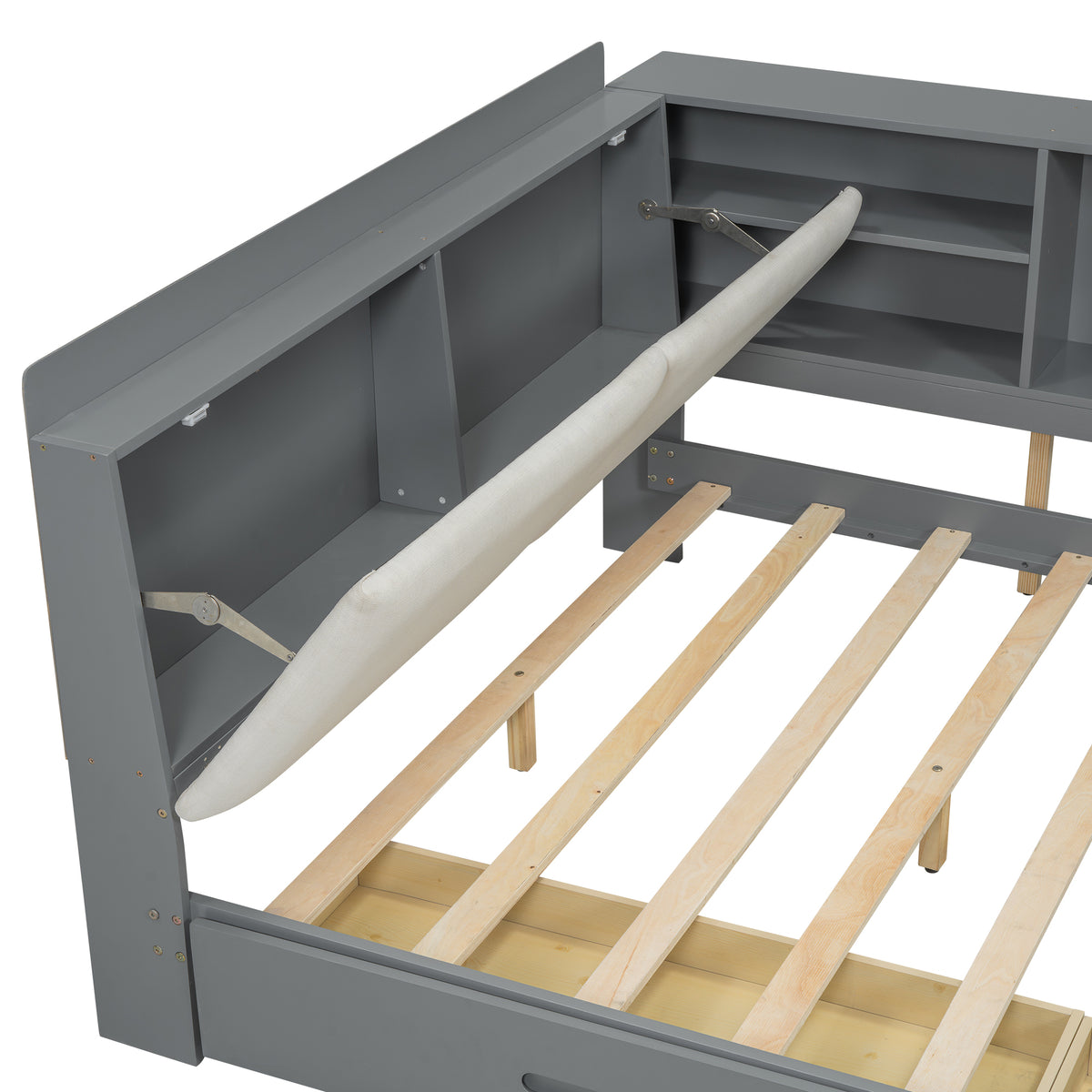 Solid wood platform bed with built-in storage from Anthony & Home, showcasing a sleek, durable design with a modern finish.