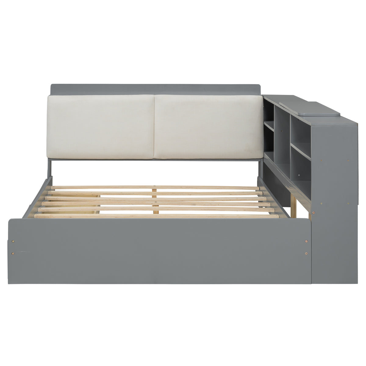 Solid wood platform bed with built-in storage from Anthony & Home, showcasing a sleek, modern design and sturdy construction.