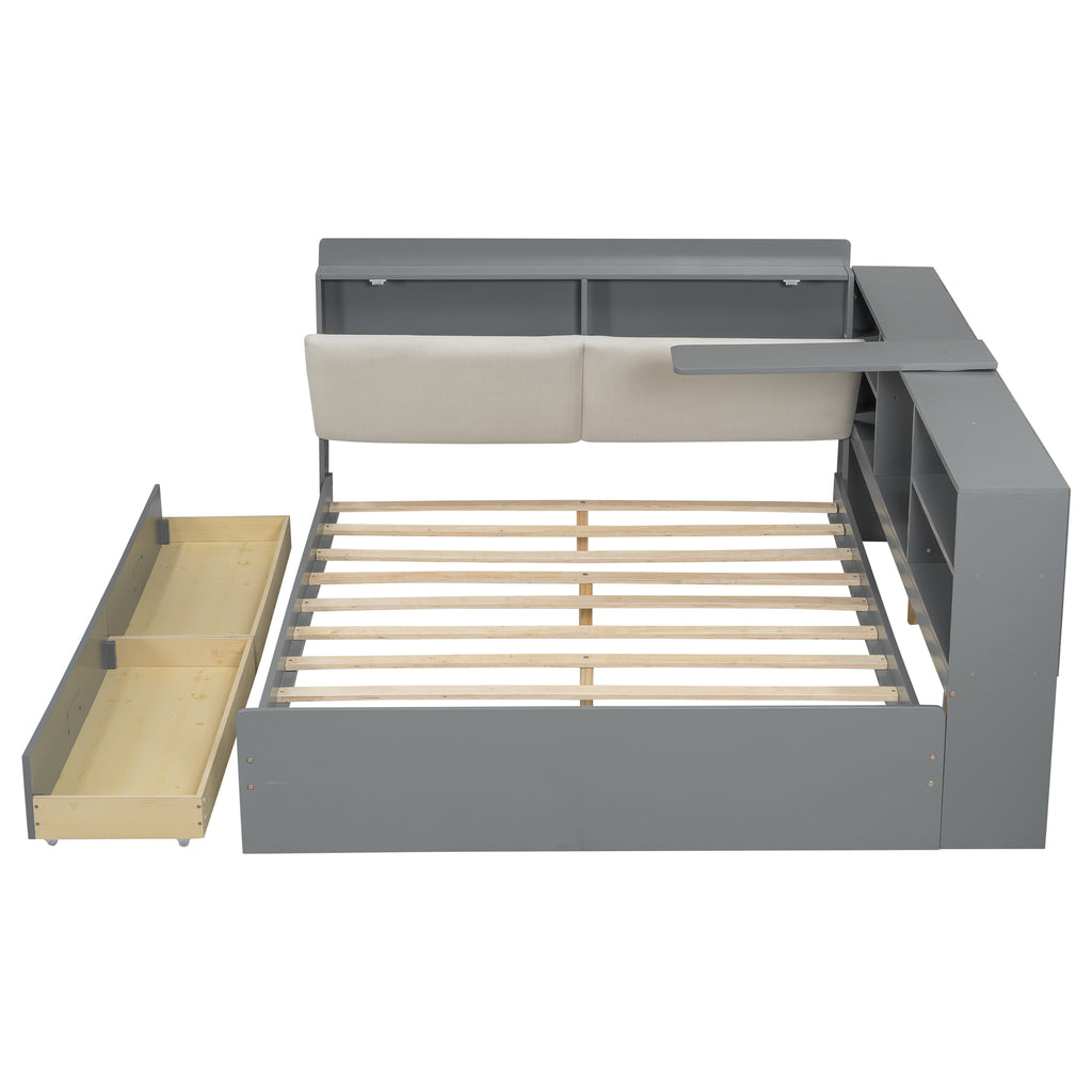 Anthony & Home limited edition solid wood platform bed with integrated storage, showcasing a sleek design and natural wood finish.