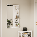 White rubber wood wall-mounted full-length mirror with shelf and hook from Anthony & Home, showcasing a modern, sleek design.