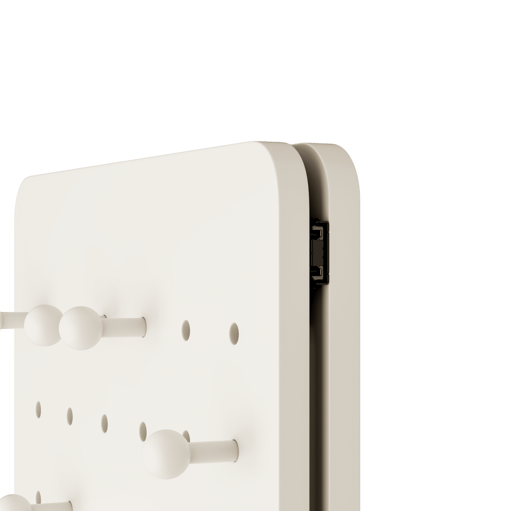 White rubber wood wall-mounted full-length mirror with shelf and hook, by Anthony & Home in limited edition design.