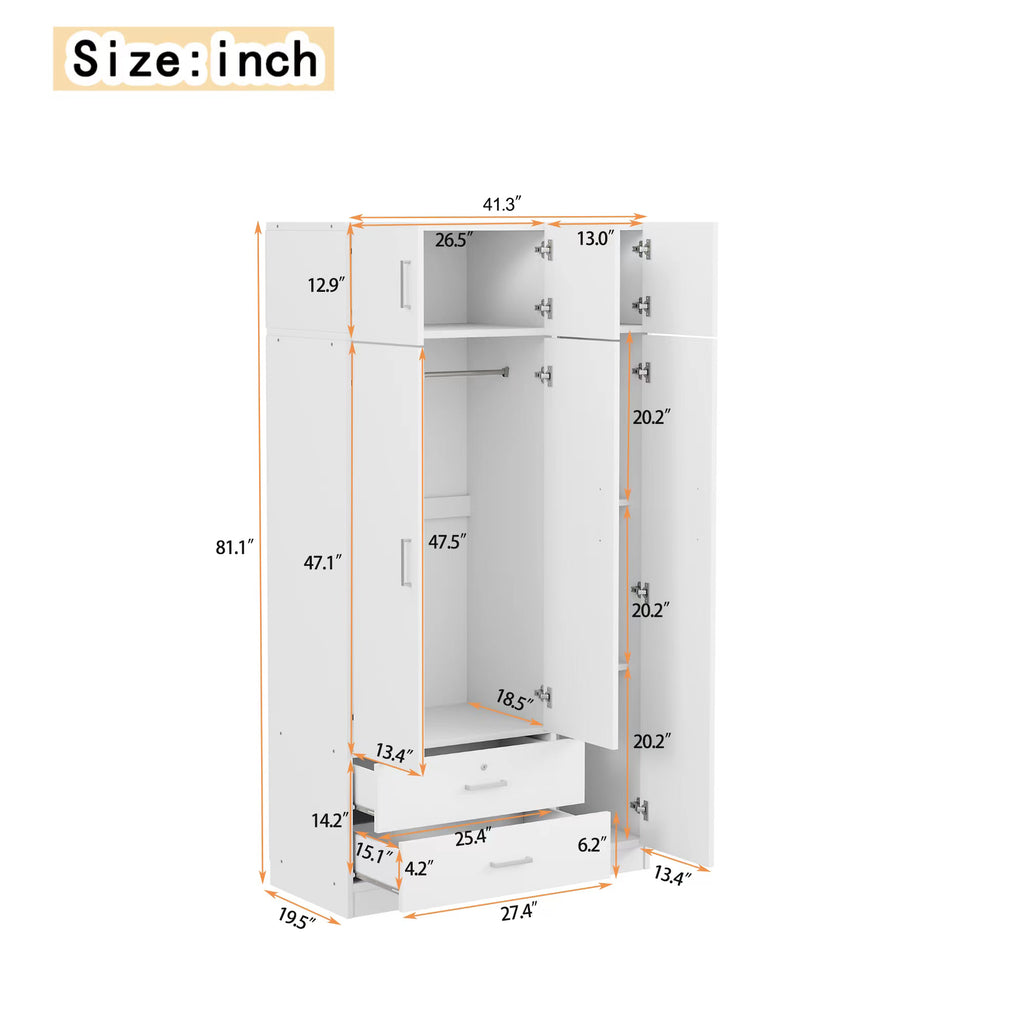 White mirror wardrobe with three doors from Anthony & Home, showcasing sleek design and reflective surface.