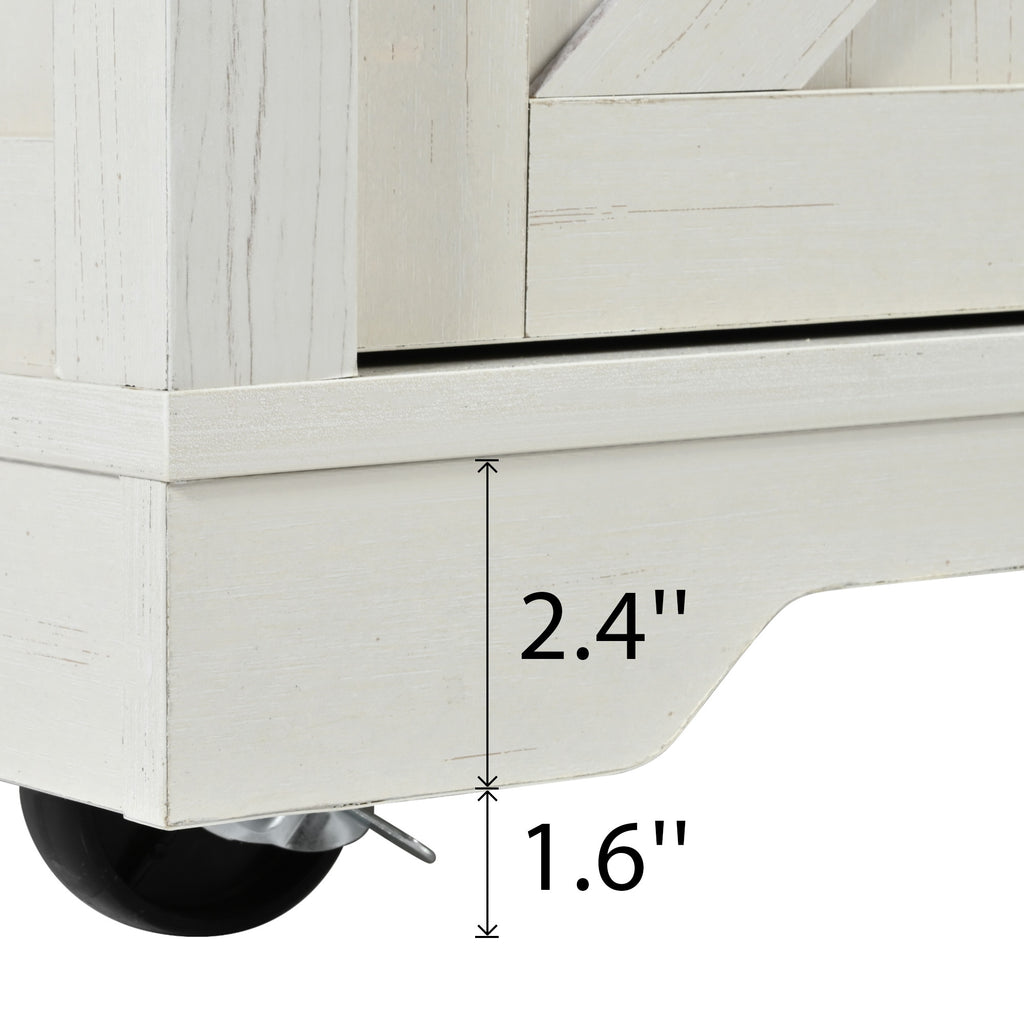 Anthony & Home farmhouse kitchen island with wood-grain top, featuring spacious surface and sturdy wooden legs for farmhouse style.