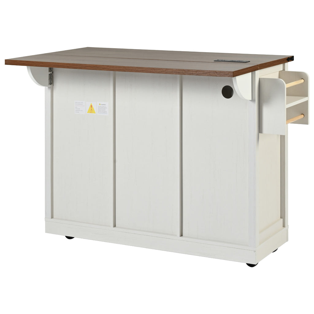 Anthony & Home farmhouse kitchen island with wood-grain top, featuring storage shelves and sturdy wooden construction.