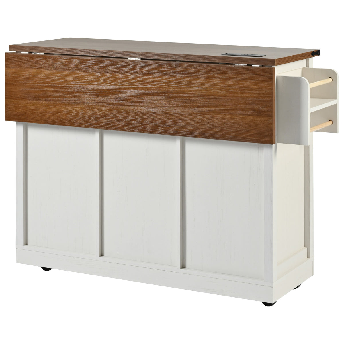 Anthony & Home farmhouse kitchen island with wood-grain top, featuring spacious storage and rustic design for farmhouse kitchens.