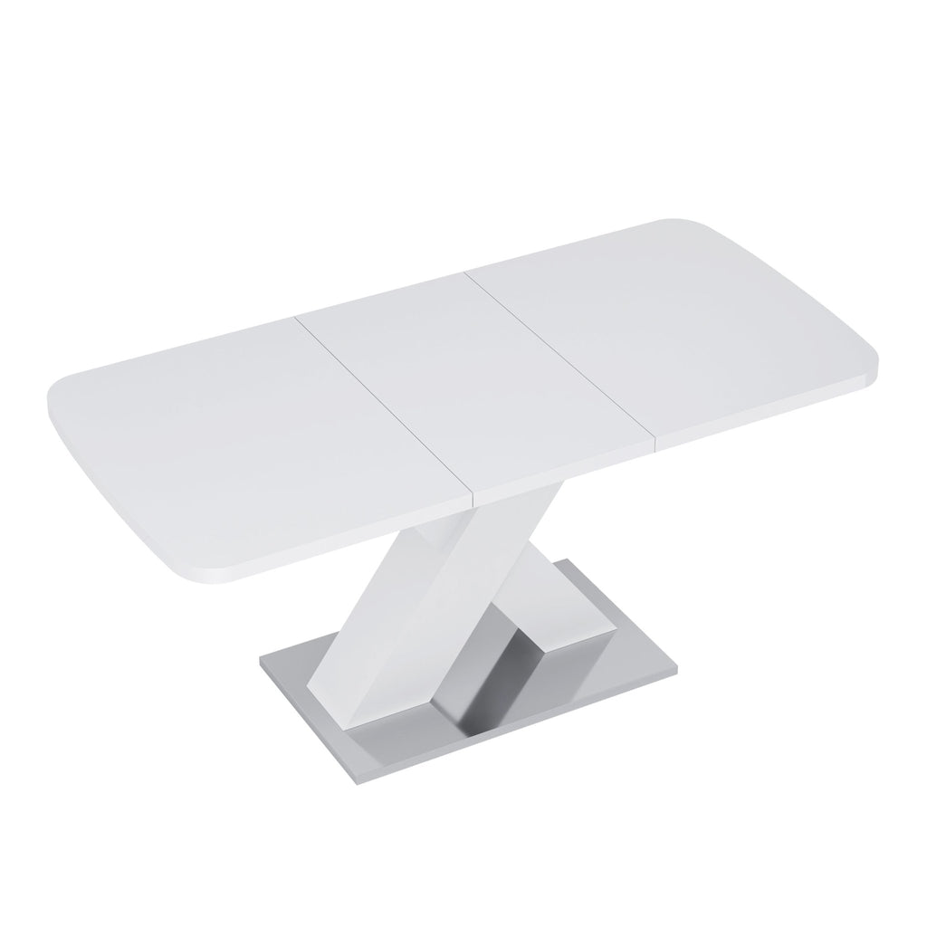 Rectangle dining table with X-shaped steel base by Anthony & Home, featuring a sleek wooden tabletop and modern industrial design.