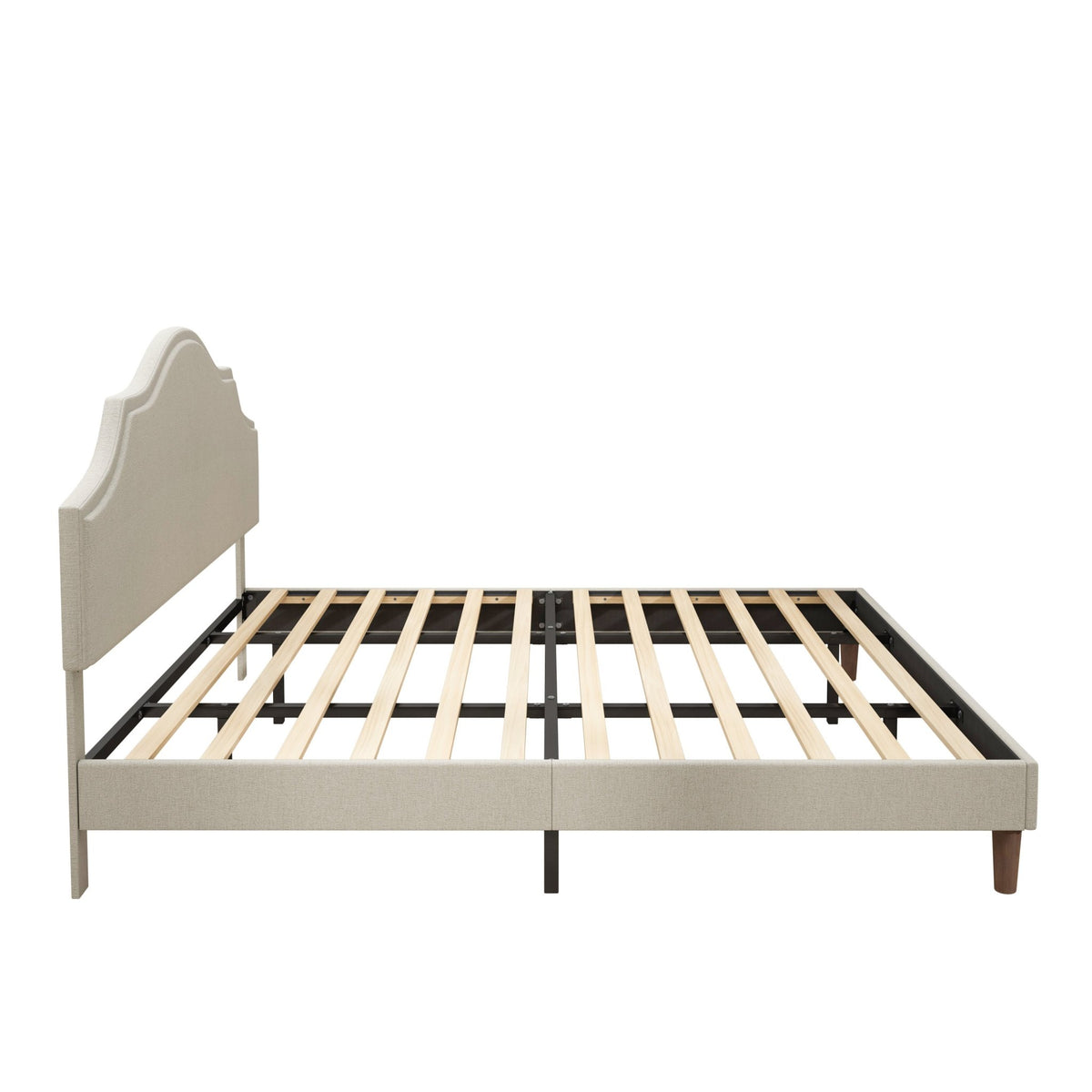 Linen upholstered king bed frame with adjustable headboard by Anthony & Home, featuring a modern design and plush fabric finish.