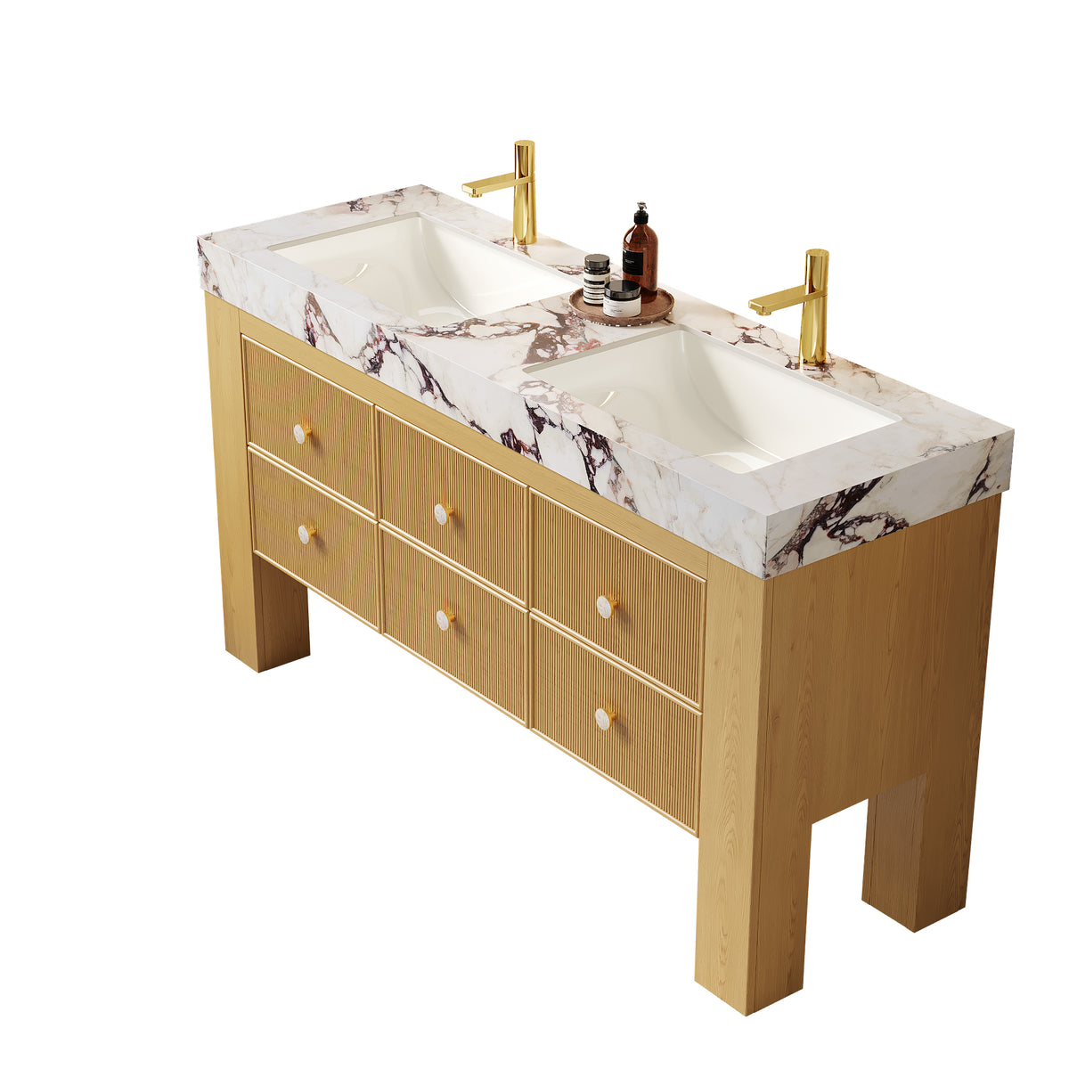 Anthony & Home LONIS 60-inch bathroom vanity with sleek design and sintered stone top, featuring modern storage solutions.