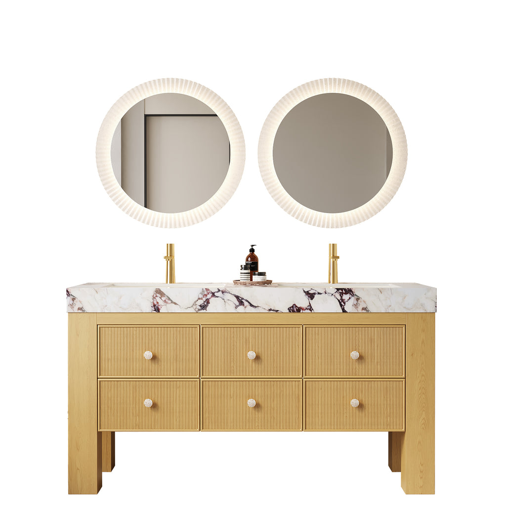 Anthony & Home LONIS 60-inch bathroom vanity with sintered stone top, featuring sleek design and modern storage options.