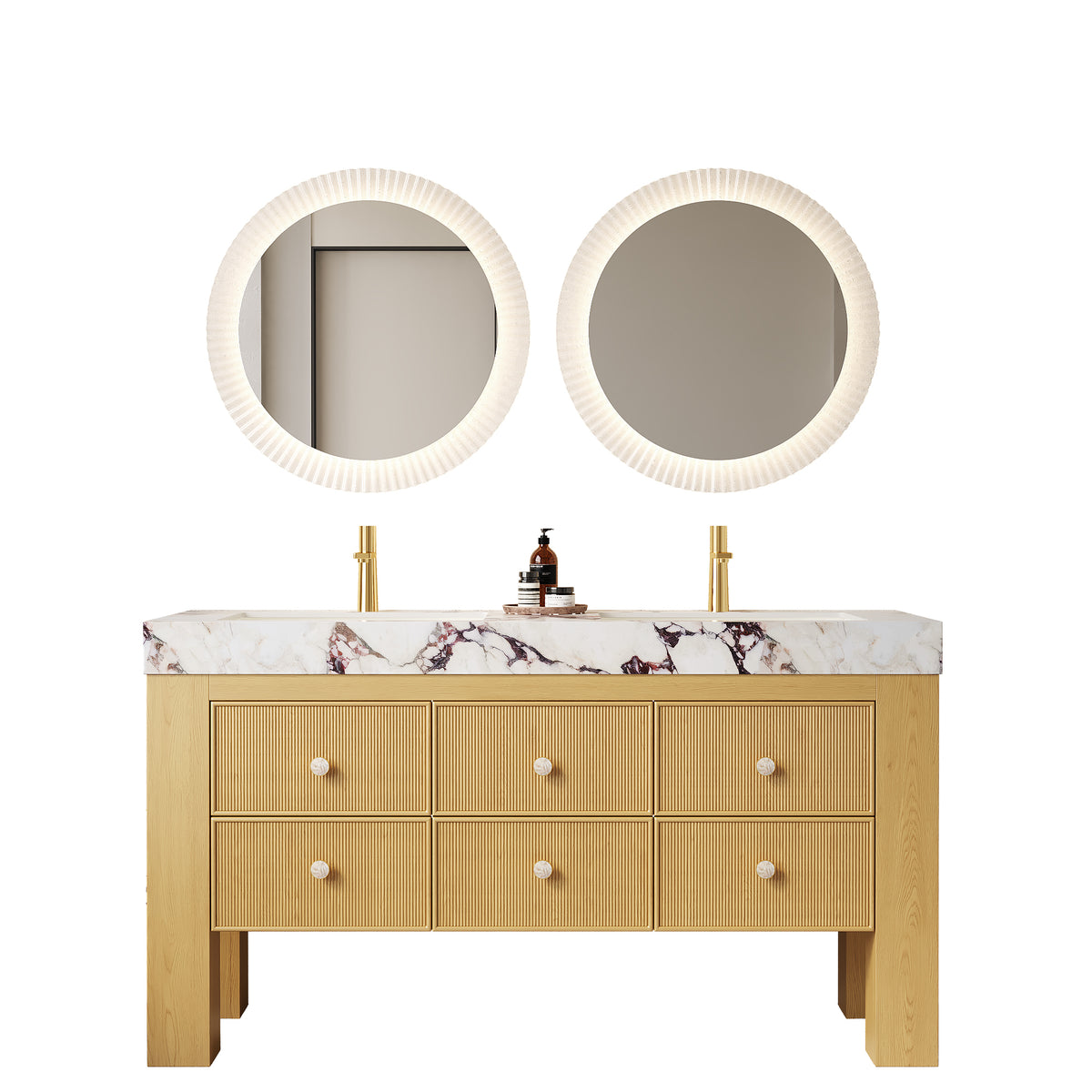 Anthony & Home LONIS 60-inch bathroom vanity with sintered stone top, featuring sleek design and modern storage options.