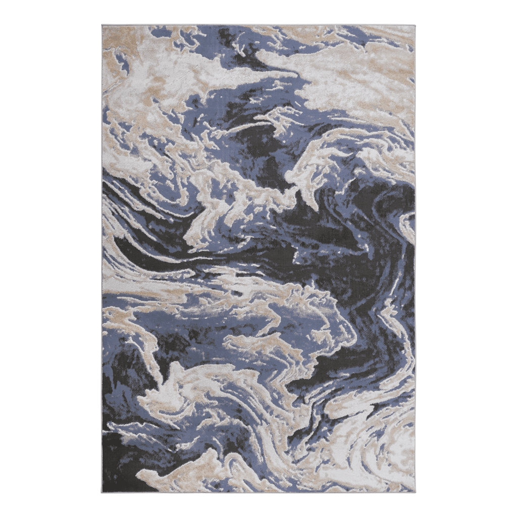 Light blue abstract area rug by Anthony & Home featuring a Loom And Luxe Signature design with modern artistic patterns.