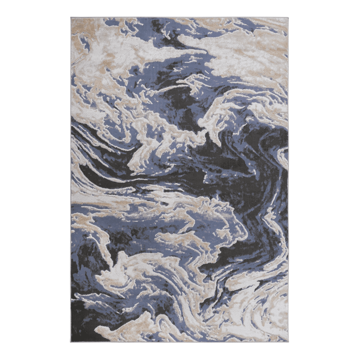 Light blue abstract area rug by Anthony & Home featuring a Loom And Luxe Signature design with modern artistic patterns.