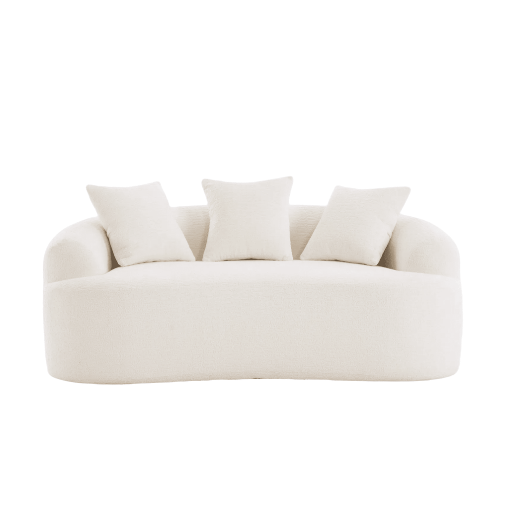 Anthony & Home loveseat in cloud white wood-grain chenille fabric, showcasing a cozy, stylish upholstered two-seater with plush cushions.