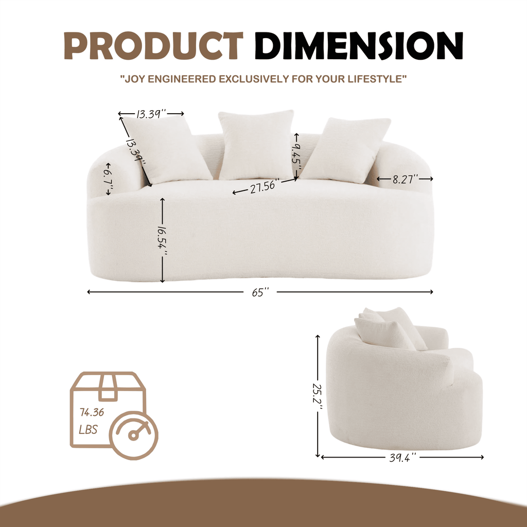 Cloud white loveseat with wood-grain textured chenille fabric and sleek design, crafted by Anthony & Home.