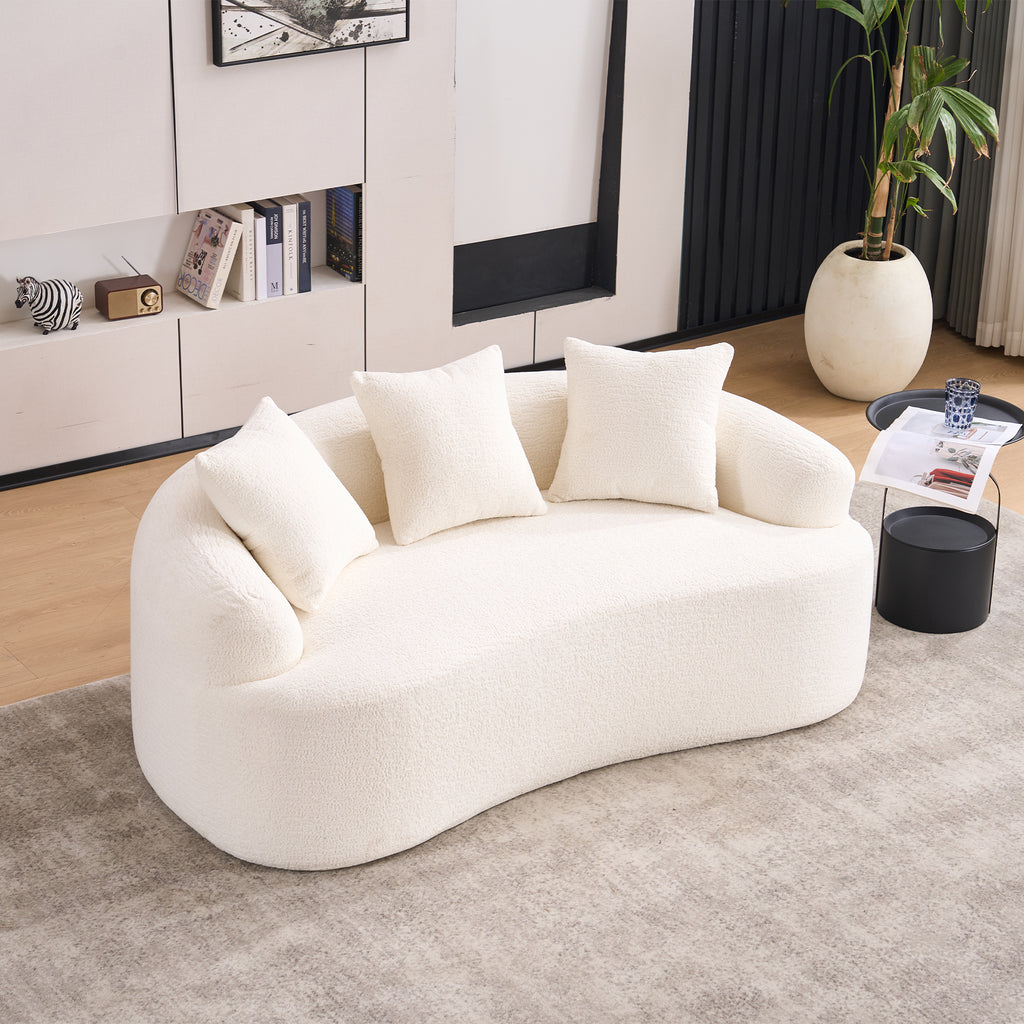 Cloud white loveseat with wood-grain chenille fabric, stylish and comfortable Signature Anthony & Home furniture piece.