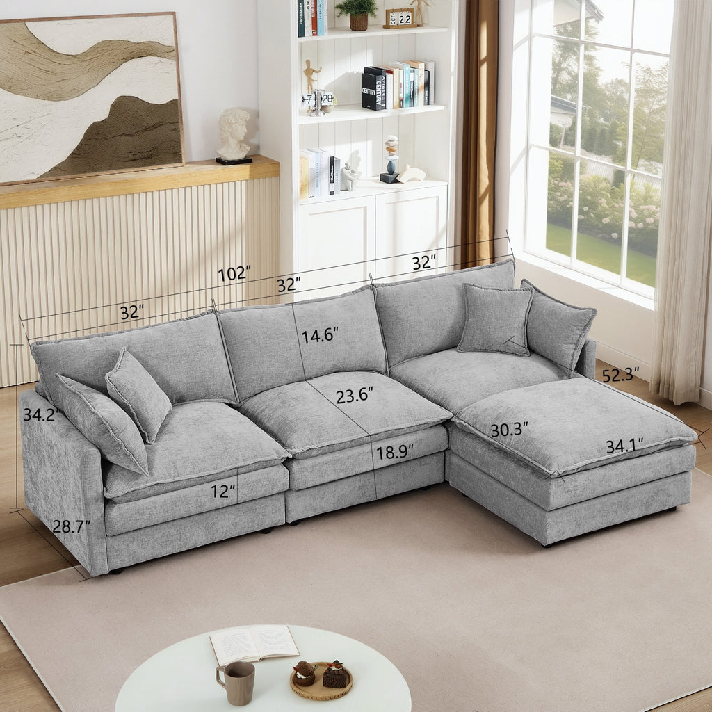 Luxe Chenille Atelier modular sectional sofa by Anthony & Home with plush cushions and contemporary design.