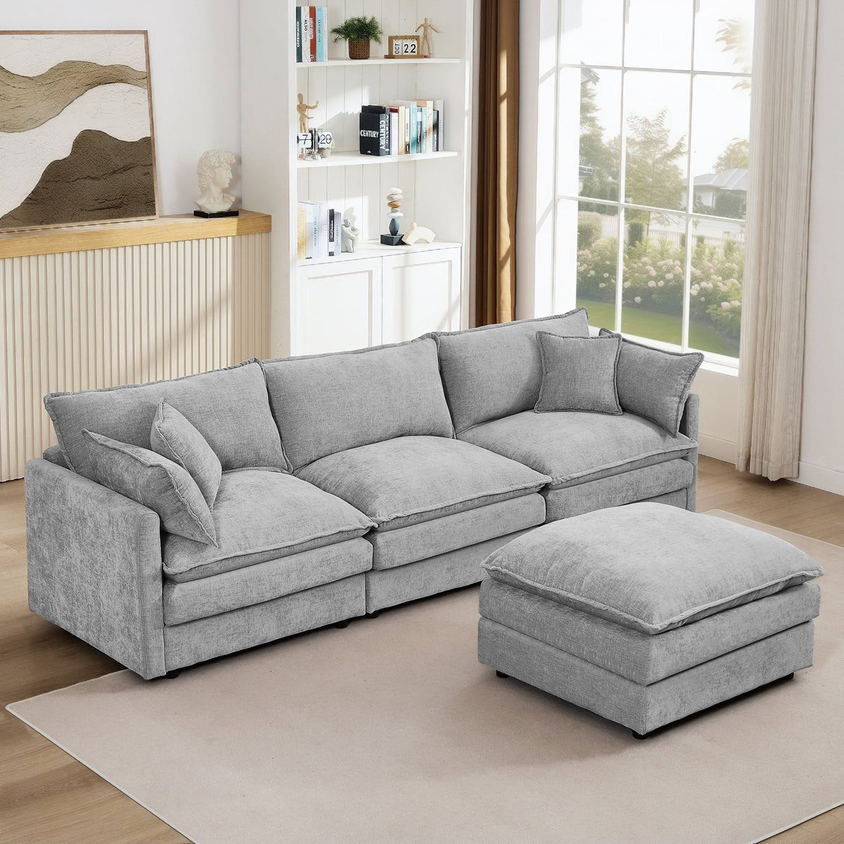 Luxe Chenille Atelier modular sectional sofa by Anthony & Home, featuring plush fabric and modern design in a stylish living room setting.