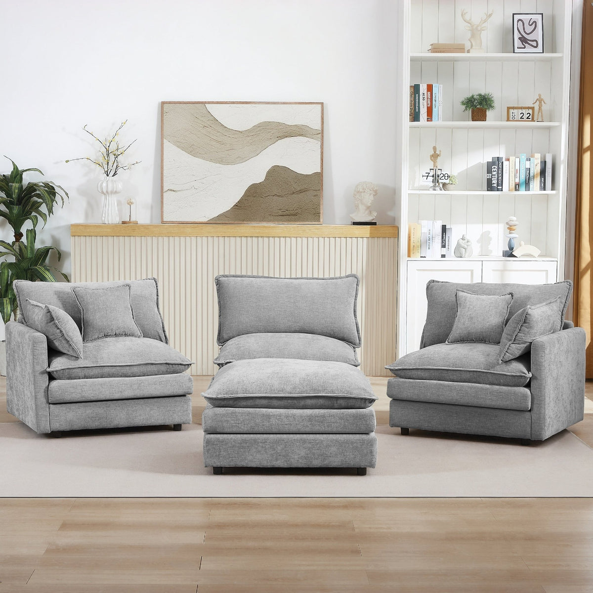 Anthony & Home Luxe Chenille Atelier Modular Sectional Sofa with plush cushions and modern design in a stylish living room setting
