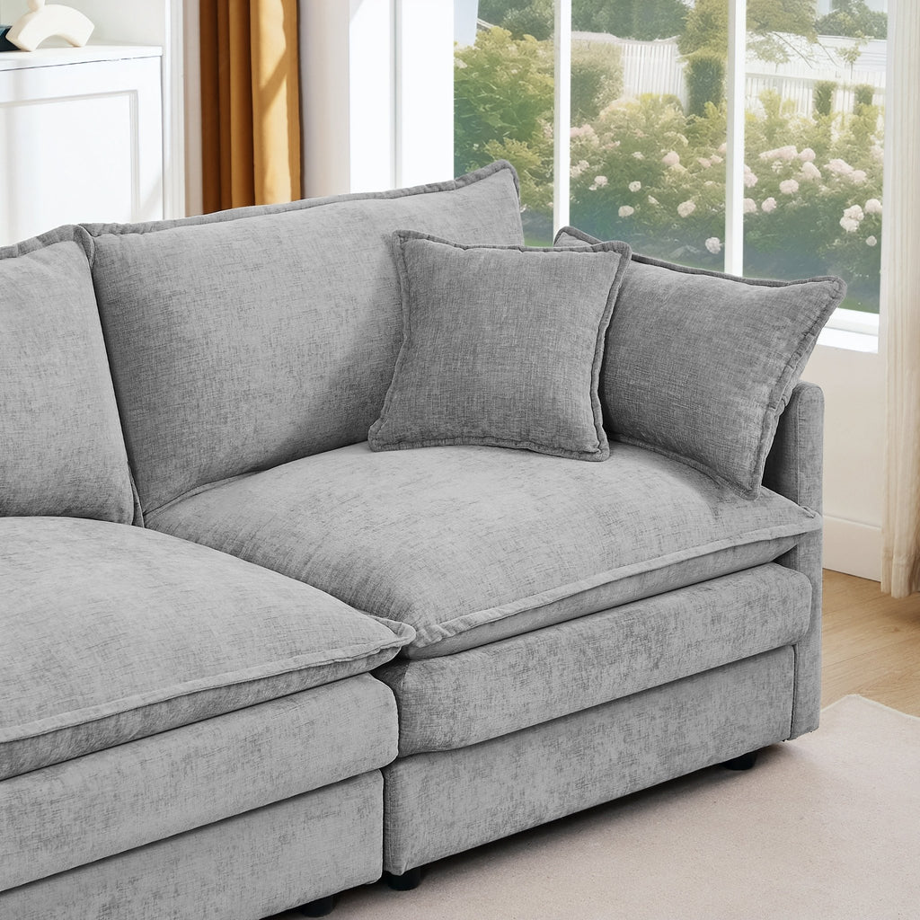 Luxe Chenille Atelier modular sectional sofa by Anthony & Home, showing plush fabric and contemporary design in a living room setting.