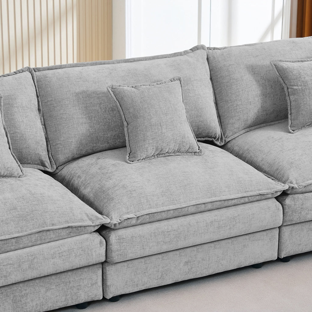 Luxe Chenille Atelier modular sectional sofa by Anthony & Home with plush cushions and modern design in a stylish living room setting.