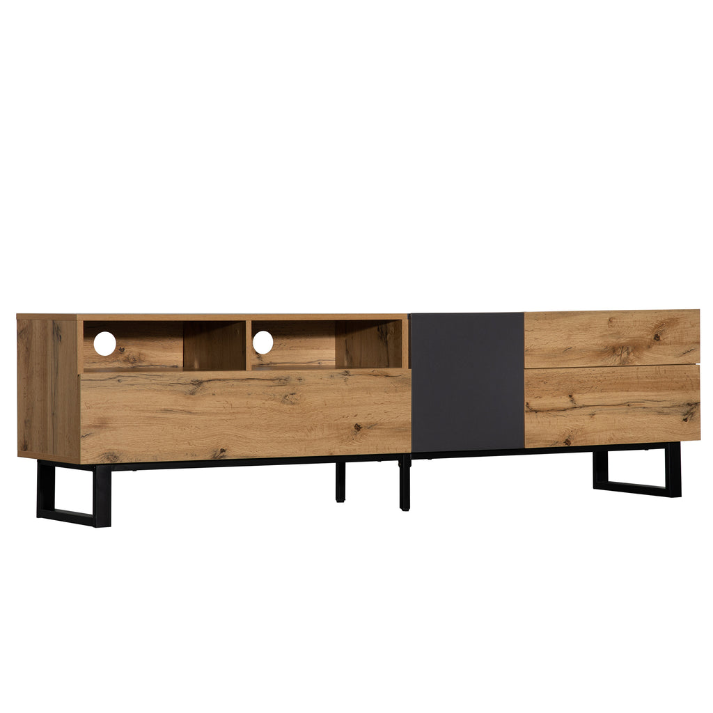 Anthony & Home Luxe Collection limited wood media console with grey accents, featuring sleek design and ample storage space.