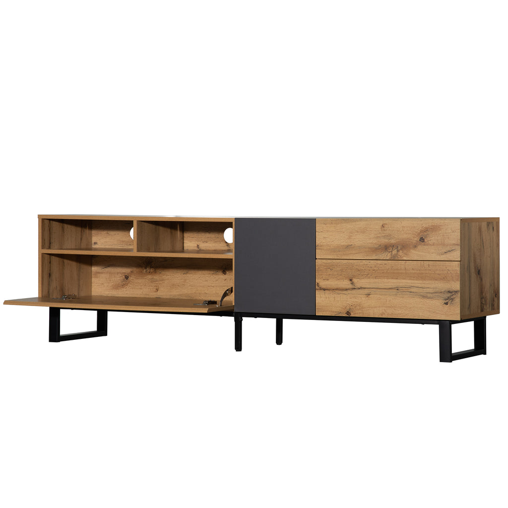 Anthony & Home Luxe Collection limited wood media console with grey accents, showcasing sleek storage and modern design.