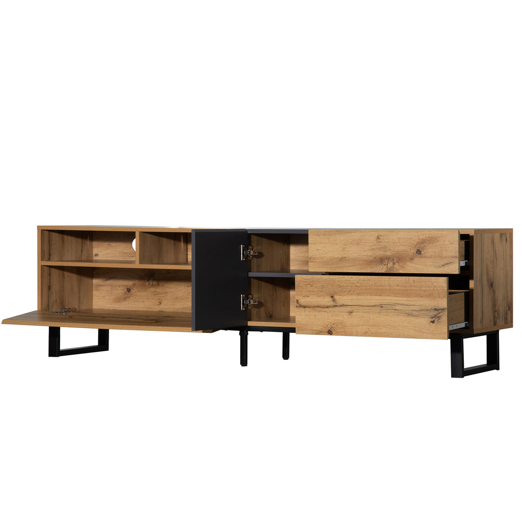 Anthony & Home Luxe Collection limited wood media console with grey accents, featuring sleek storage and modern design.