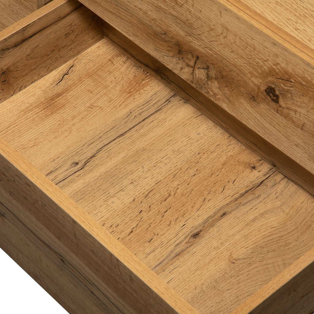 Anthony & Home Luxe Collection wood media console with grey accents, showcasing modern design and ample storage space.