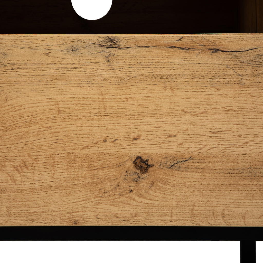 Anthony & Home Luxe Collection limited wood media console with grey accents, featuring sleek design and ample storage space.