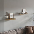 Macadamia Edition solid wood two-shelf floating shelves by Anthony & Home, showcasing natural wood finish and modern design.