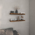 Mahogany floating shelves from Anthony & Home Heritage Collection, two-shelf wall-mounted storage with a rich wood finish.