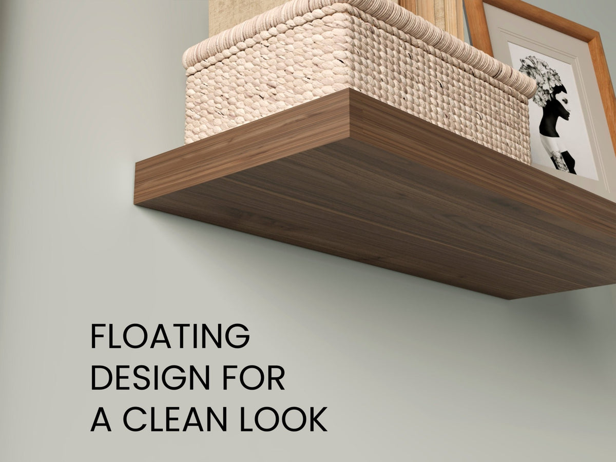 Mahogany floating shelves from Anthony & Home Heritage Collection, two-shelf wall storage with a rich, polished finish.