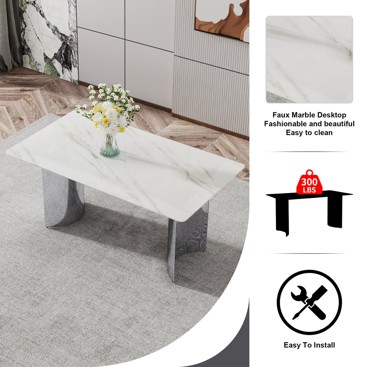 Marble glass top dining table with matching chairs from Anthony & Home's Atelier dining set, showcasing elegant marble and glass design.