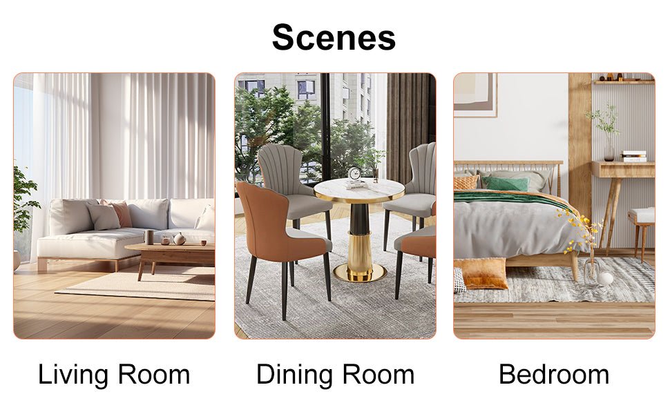 Anthony & Home Marble Glass Top Dining Set with six chairs, featuring elegant marble tabletop and modern design.